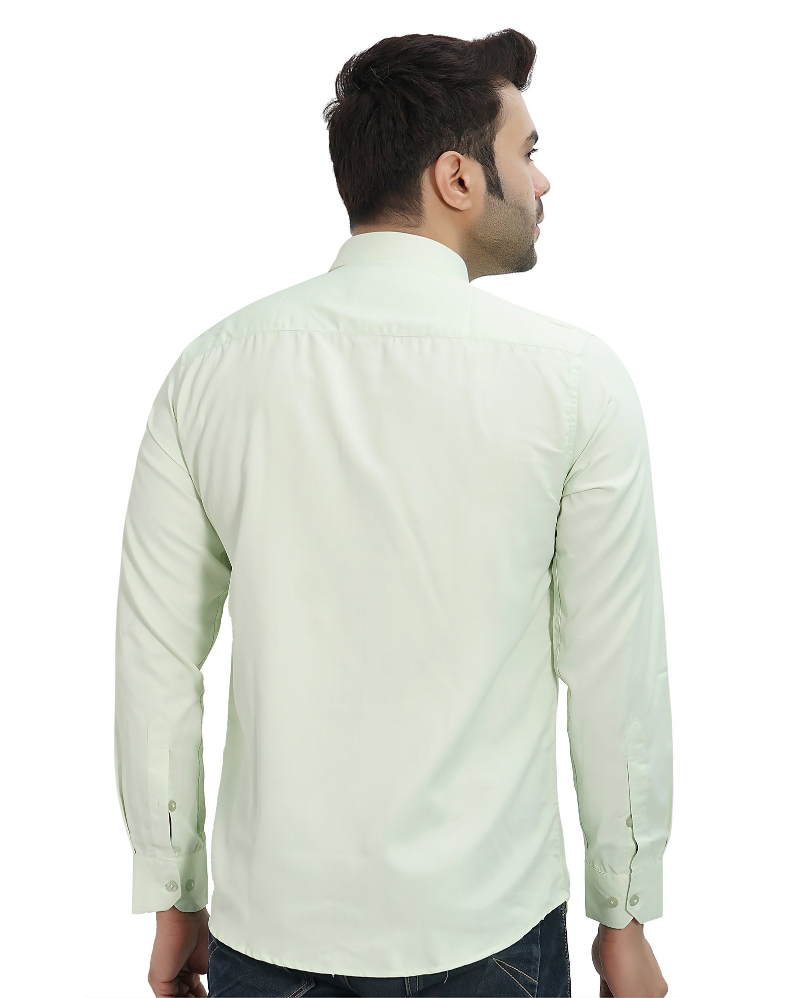 Men’s Solid Full Sleeve Shirt, Light Green - Image 8