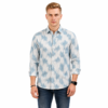 Abstract Light Blue Printed Casual Shirt for Men - Thumbnail Image 1