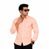 Peach Plain Formal Shirt for Men - Thumbnail Image 1