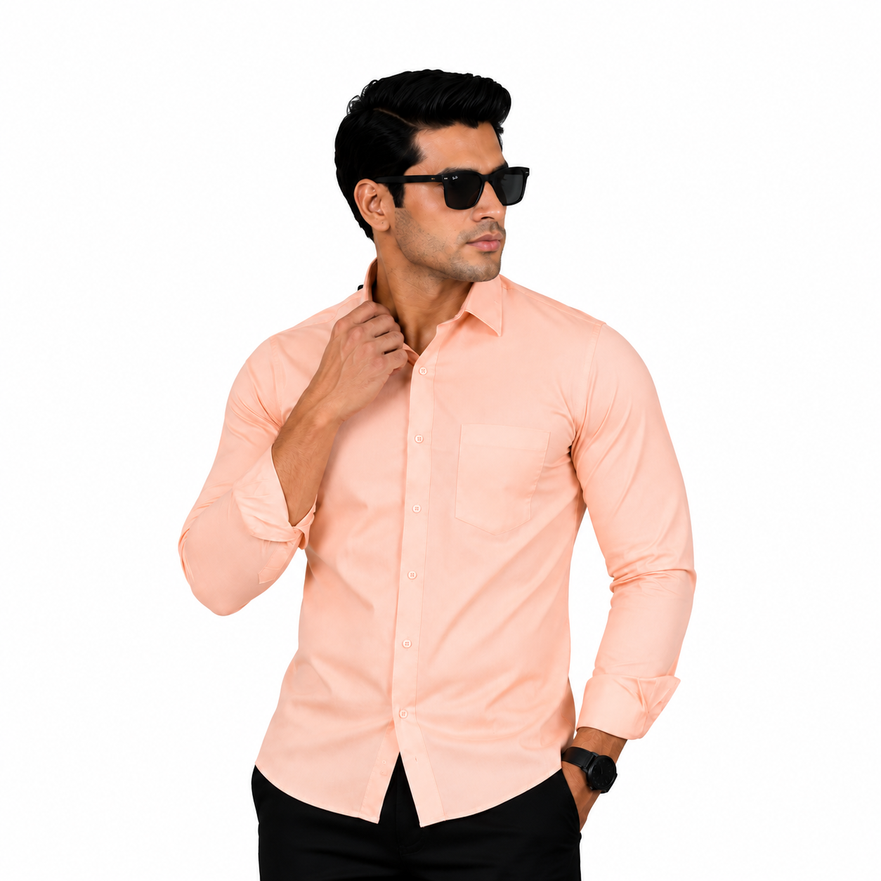 Peach Plain Formal Shirt for Men - Image 1