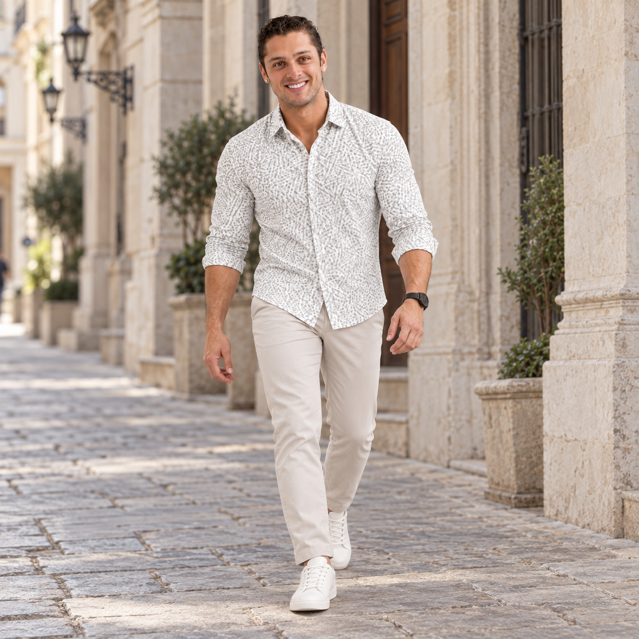 Grey Colour Printed Casual Shirt for Men - Image 5