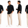 Black Plain Formal Shirt for Men - Thumbnail Image 6