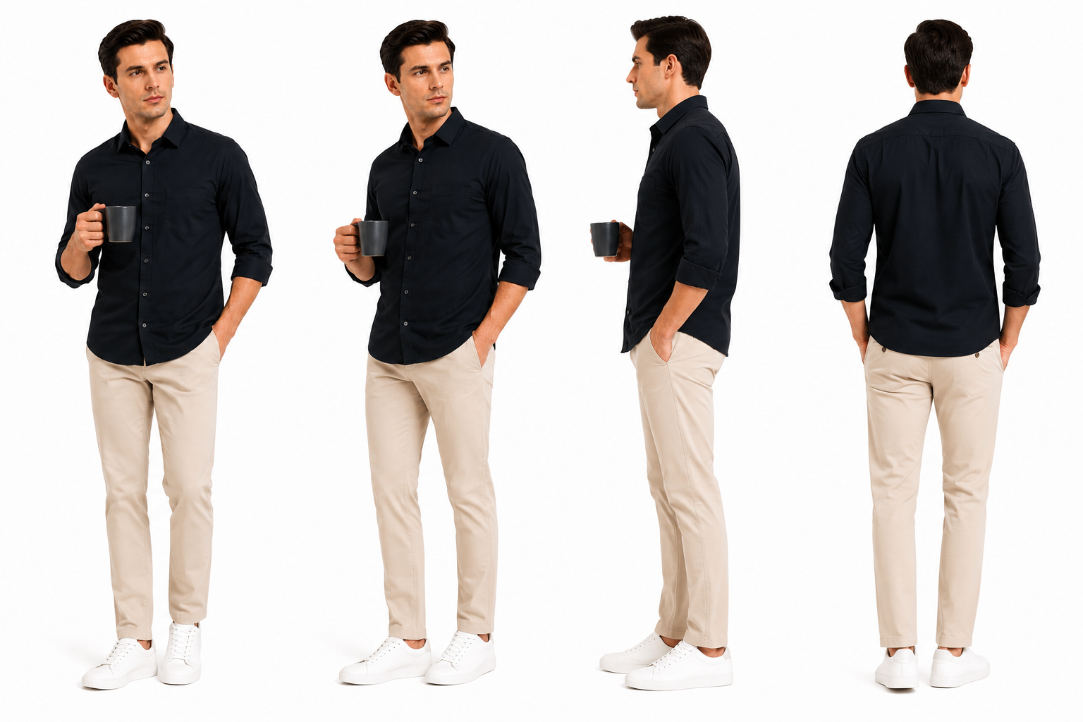 Black Plain Formal Shirt for Men - Image 6