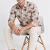 Brown Floral Printed Casual Shirt for Men - Thumbnail Image 3