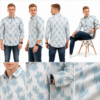 Abstract Light Blue Printed Casual Shirt for Men - Thumbnail Image 6