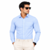 Mist Blue Plain Formal Shirt for Men - Thumbnail Image 1
