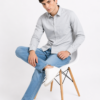 Grey Plain Formal Shirt for Men - Thumbnail Image 5