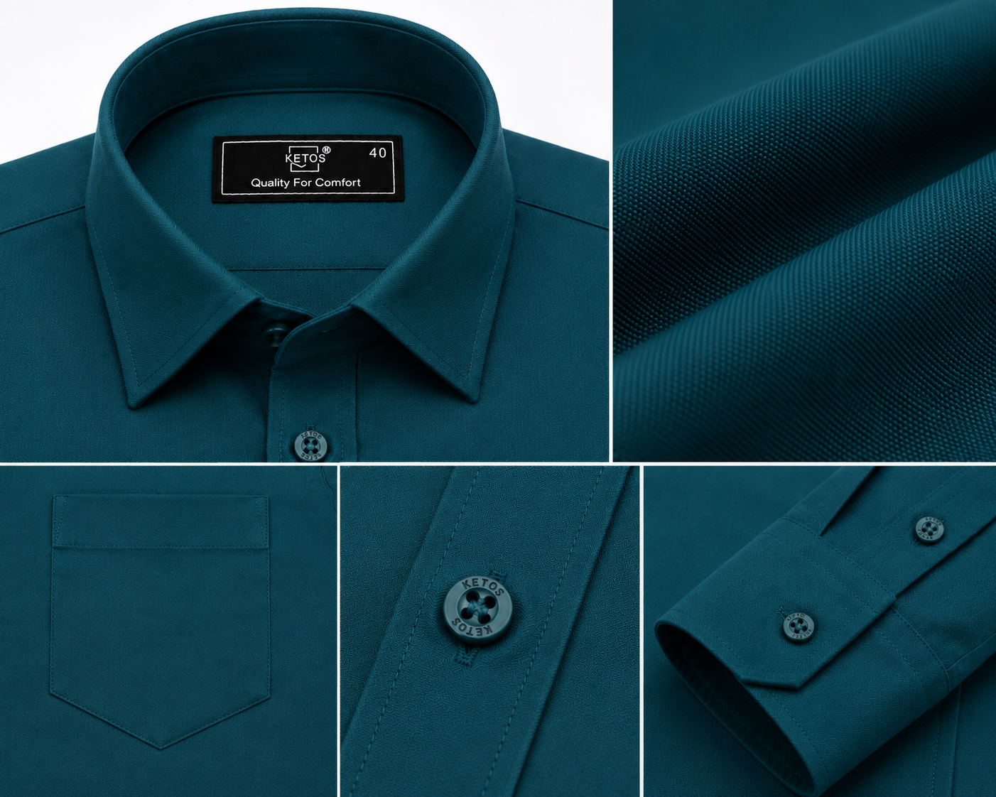 Green Plain Formal Shirt for Men - Image 7