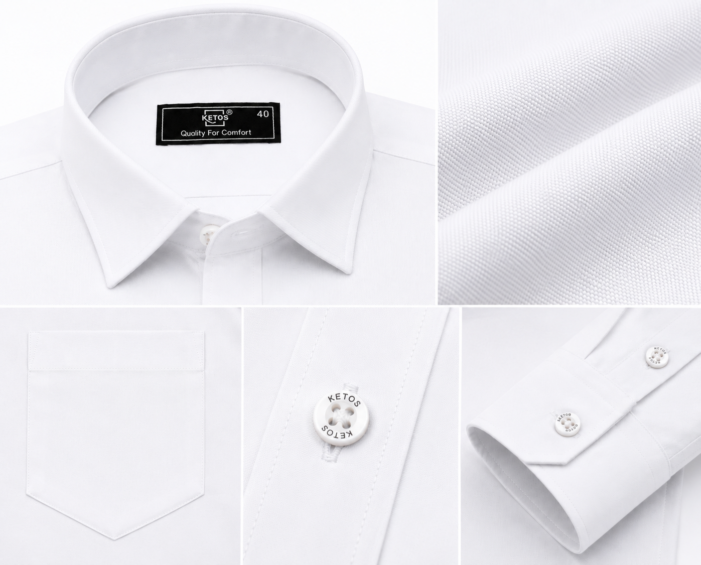 White Plain Formal Shirt for Men - Image 7