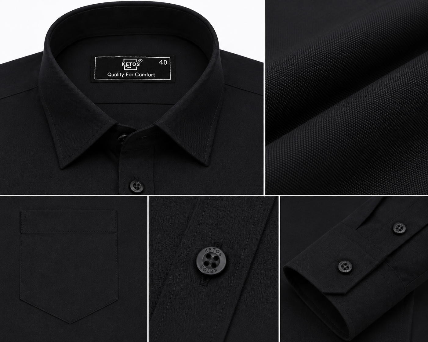 Black Plain Formal Shirt for Men - Image 7