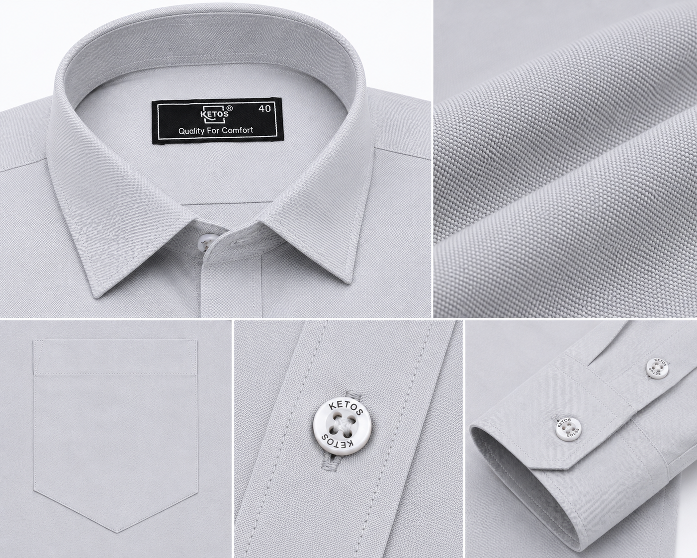 Grey Plain Formal Shirt for Men - Image 8
