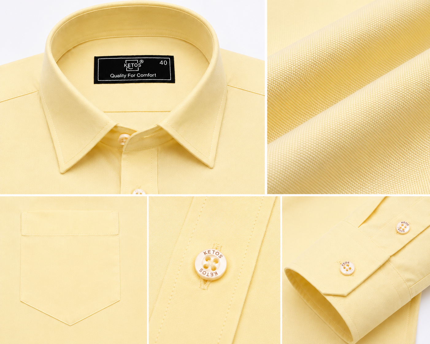 Yellow Plain Formal Shirt for Men - Image 7
