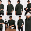 Olive Green Plain Formal Shirt for Men - Thumbnail Image 6