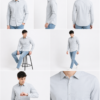 Grey Plain Formal Shirt for Men - Thumbnail Image 7