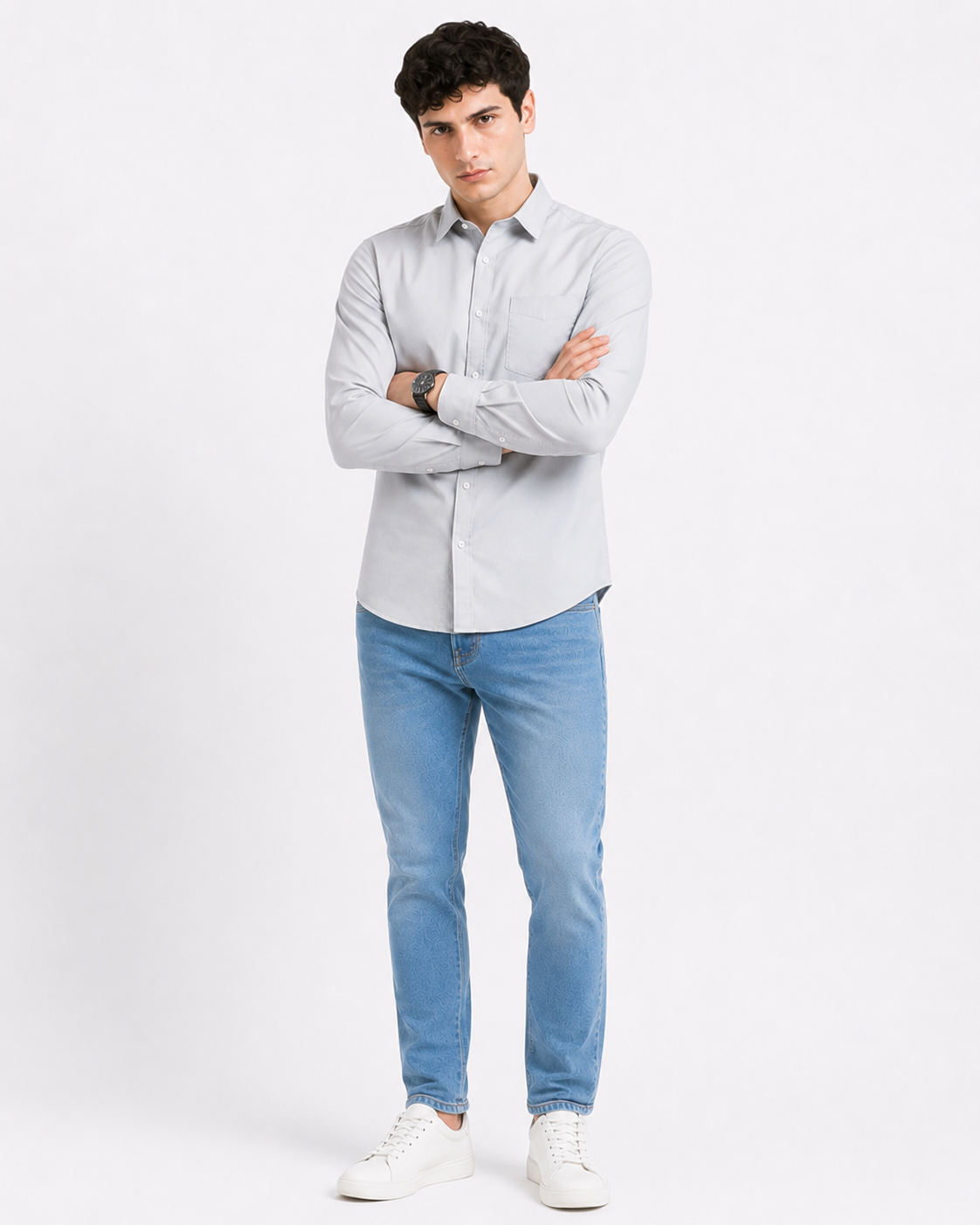 Grey Plain Formal Shirt for Men - Image 6