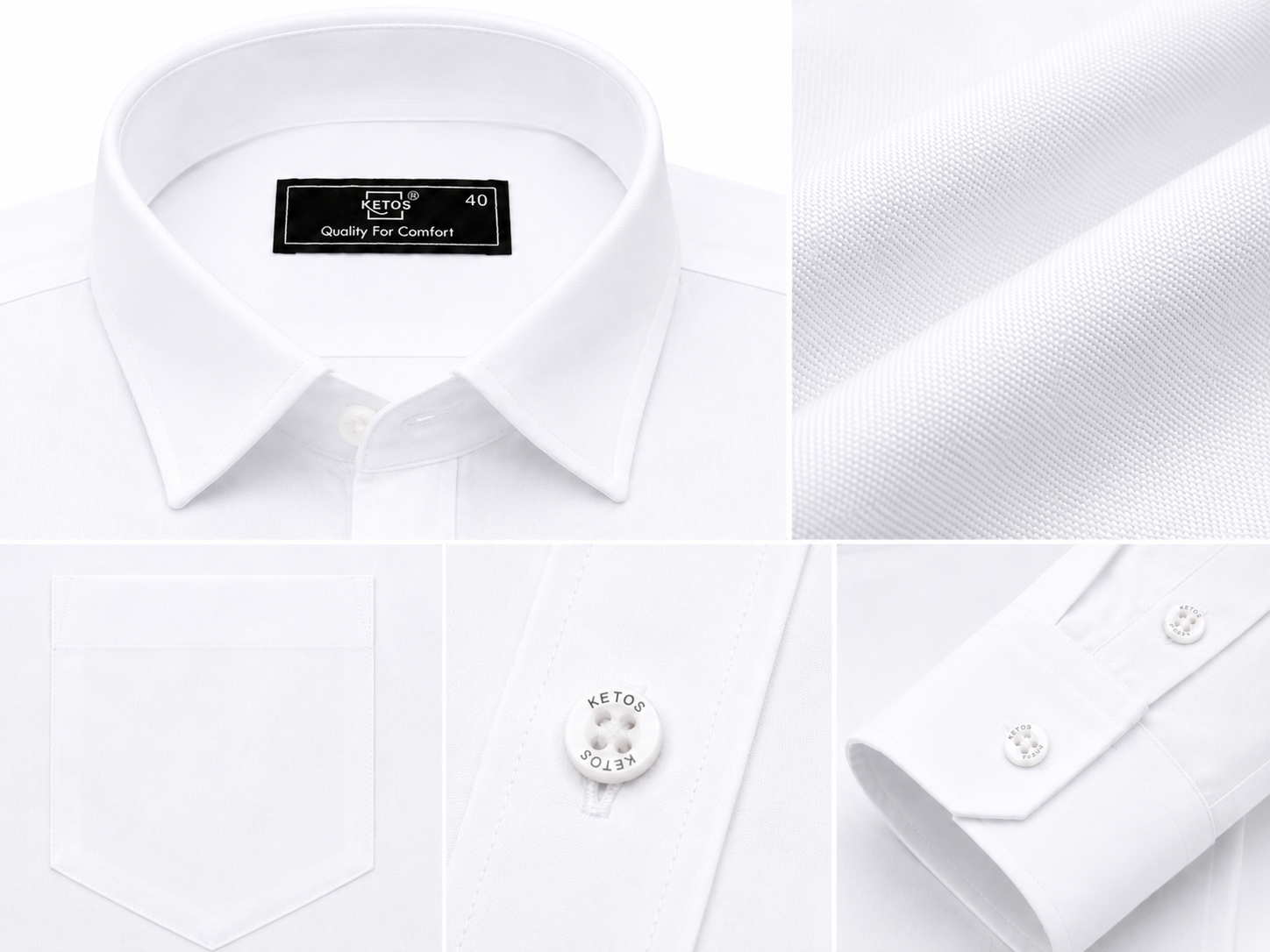 White Plain Formal Shirt for Men - Image 7