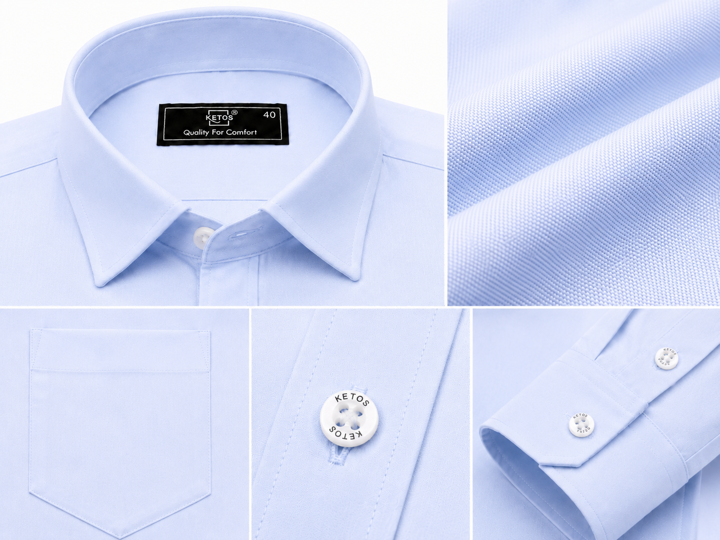Mist Blue Plain Formal Shirt for Men - Image 7
