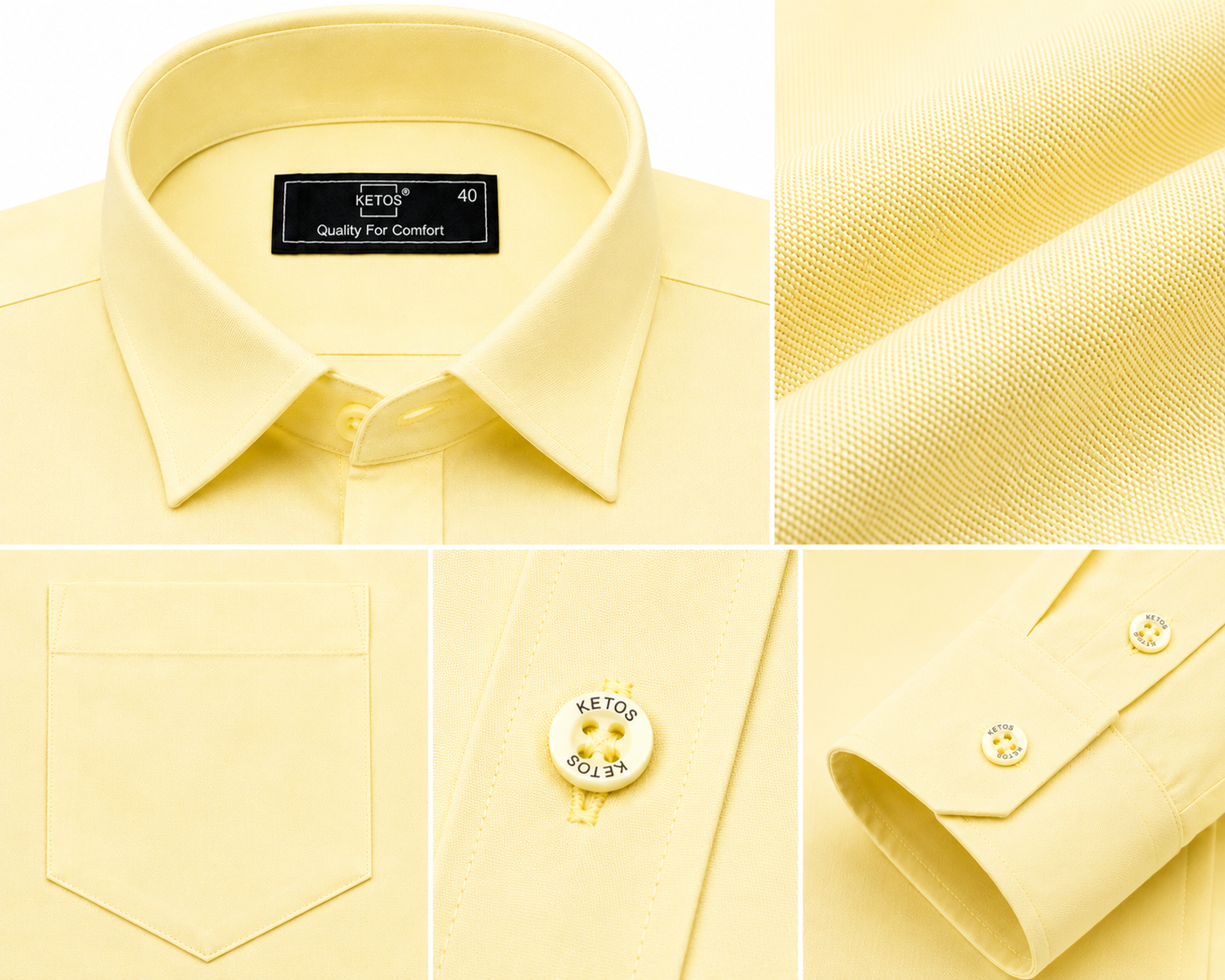 Yellow Plain Formal Shirt for Men - Image 7