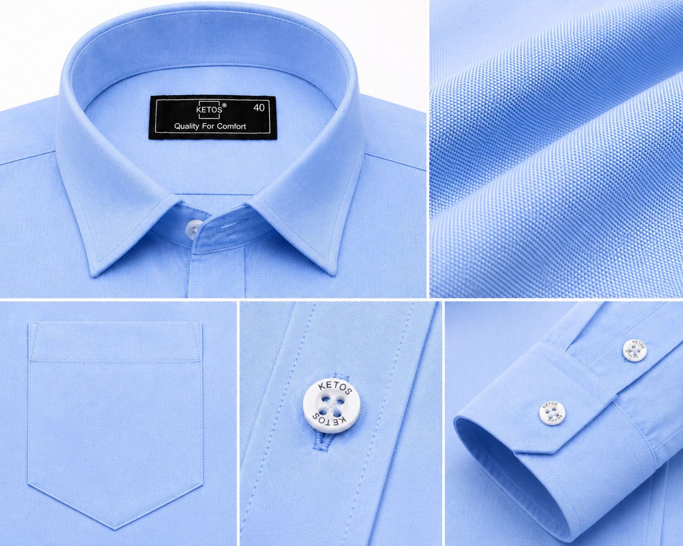 Blue Plain Formal Shirt for Men - Image 6