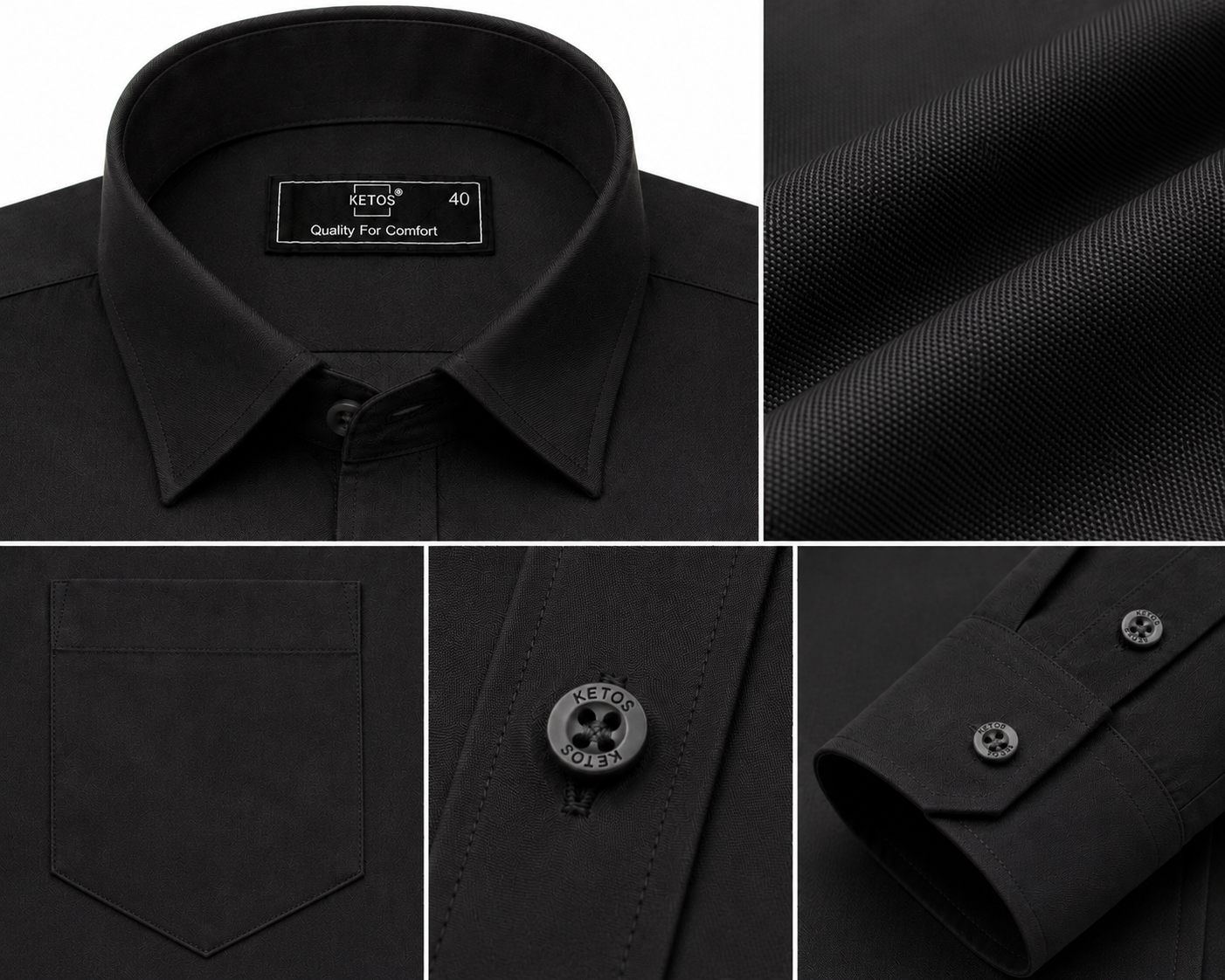 Black Plain Formal Shirt for Men - Image 7