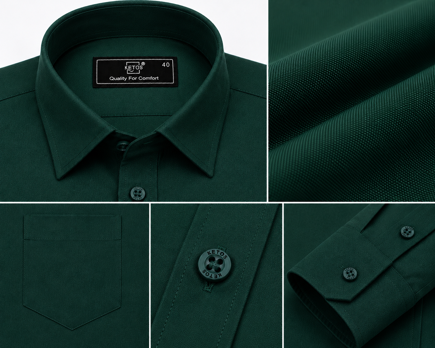 Green Plain Formal Shirt for Men - Image 7