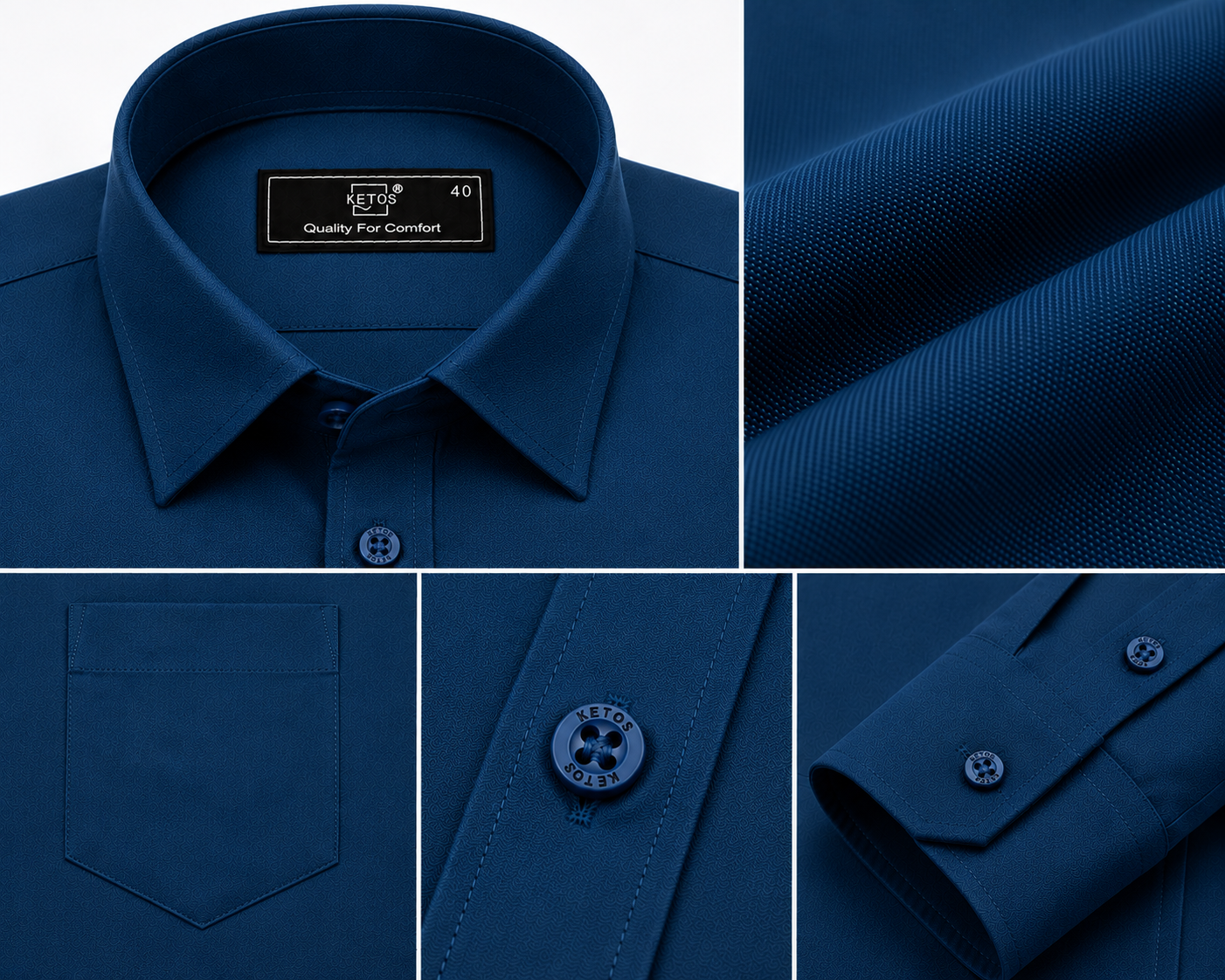 Blue Plain Formal Shirt for Men - Image 7