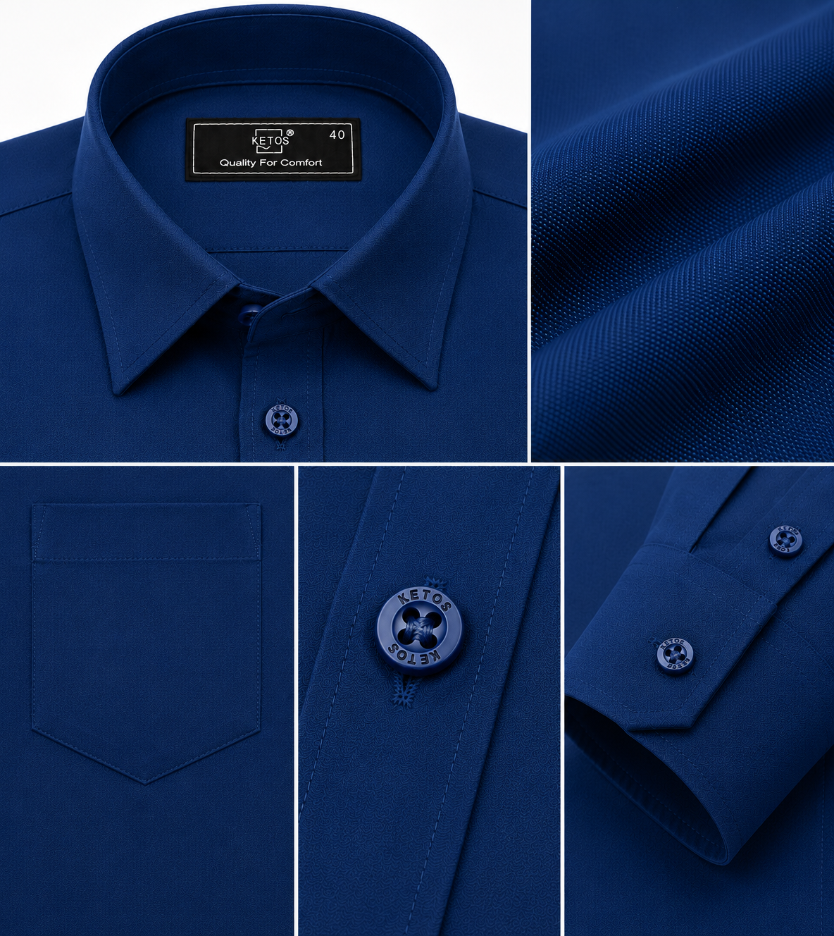Navy Blue Plain Formal Shirt for Men - Image 7