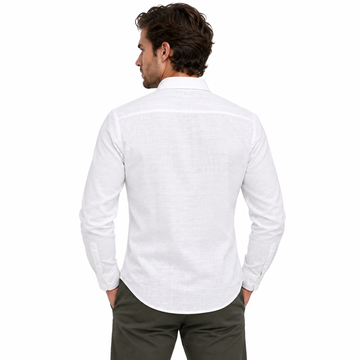Plain White Formal Shirt for Men - Image 3