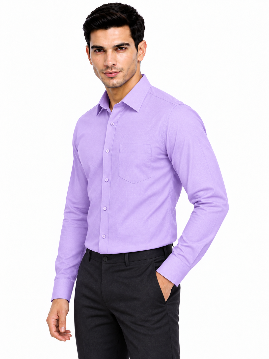 Purple Plain Formal Shirt for Men - Image 2