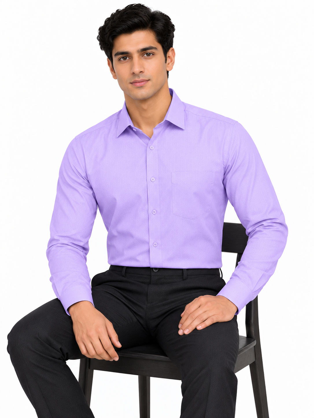 Purple Plain Formal Shirt for Men - Image 4