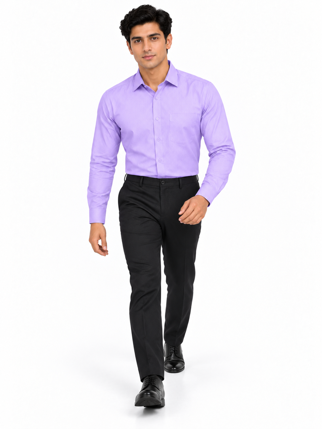 Purple Plain Formal Shirt for Men - Image 5