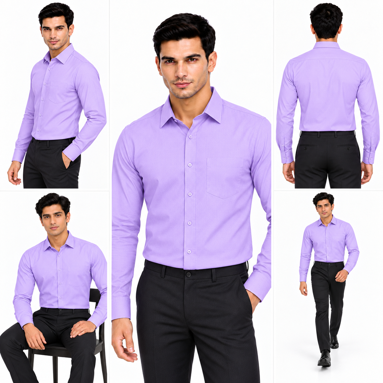 Purple Plain Formal Shirt for Men - Image 6