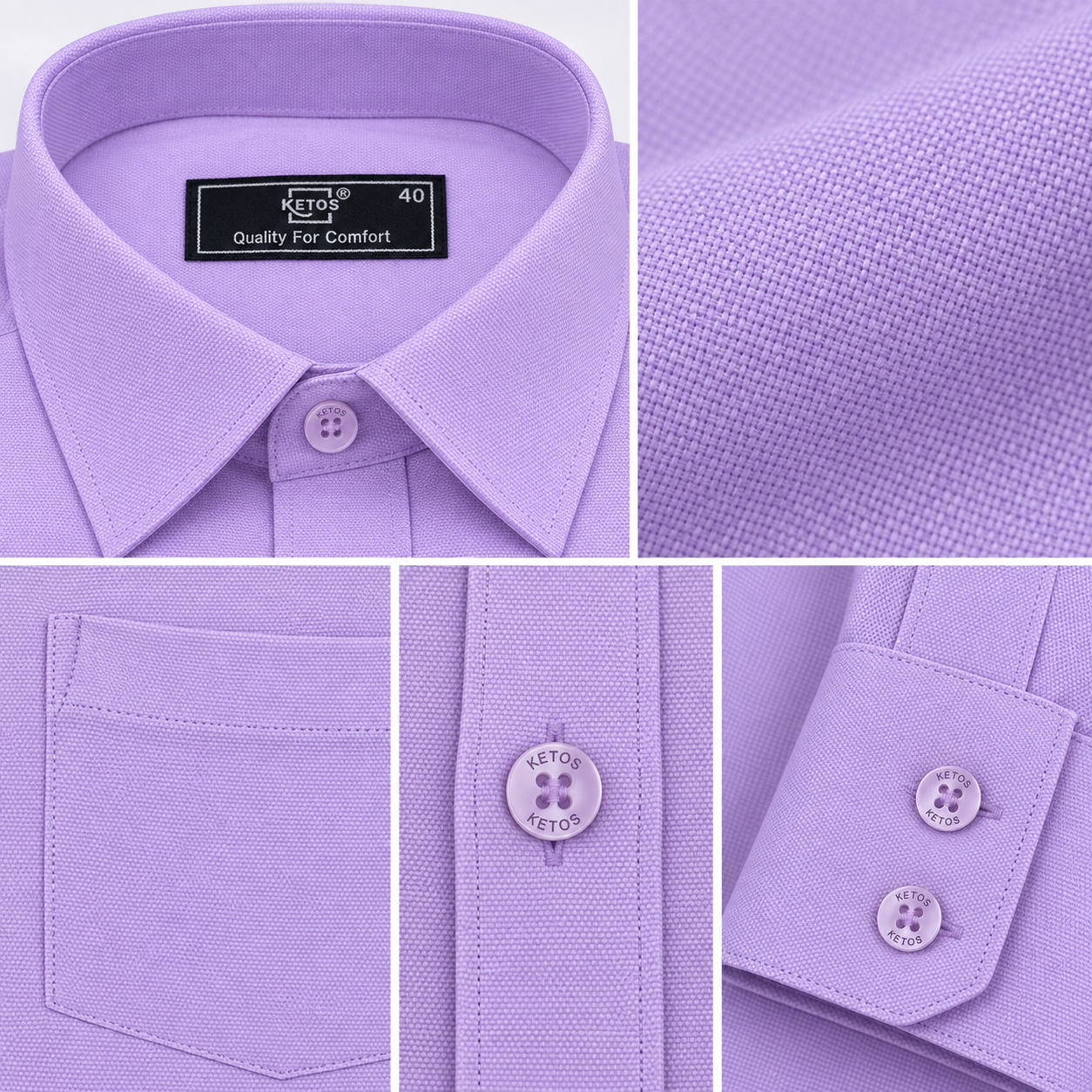 Purple Plain Formal Shirt for Men - Image 7