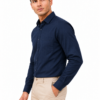 Dark Blue Plain Formal Shirt for Men - Thumbnail Image 2