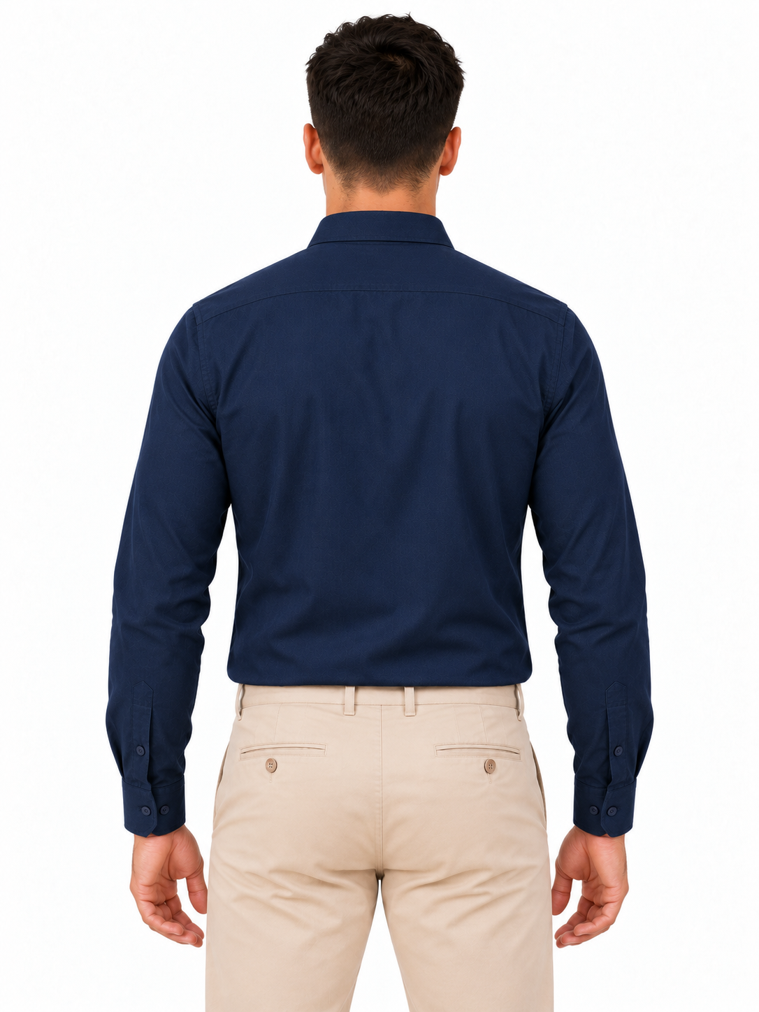 Dark Blue Plain Formal Shirt for Men - Image 3