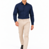 Dark Blue Plain Formal Shirt for Men - Thumbnail Image 4