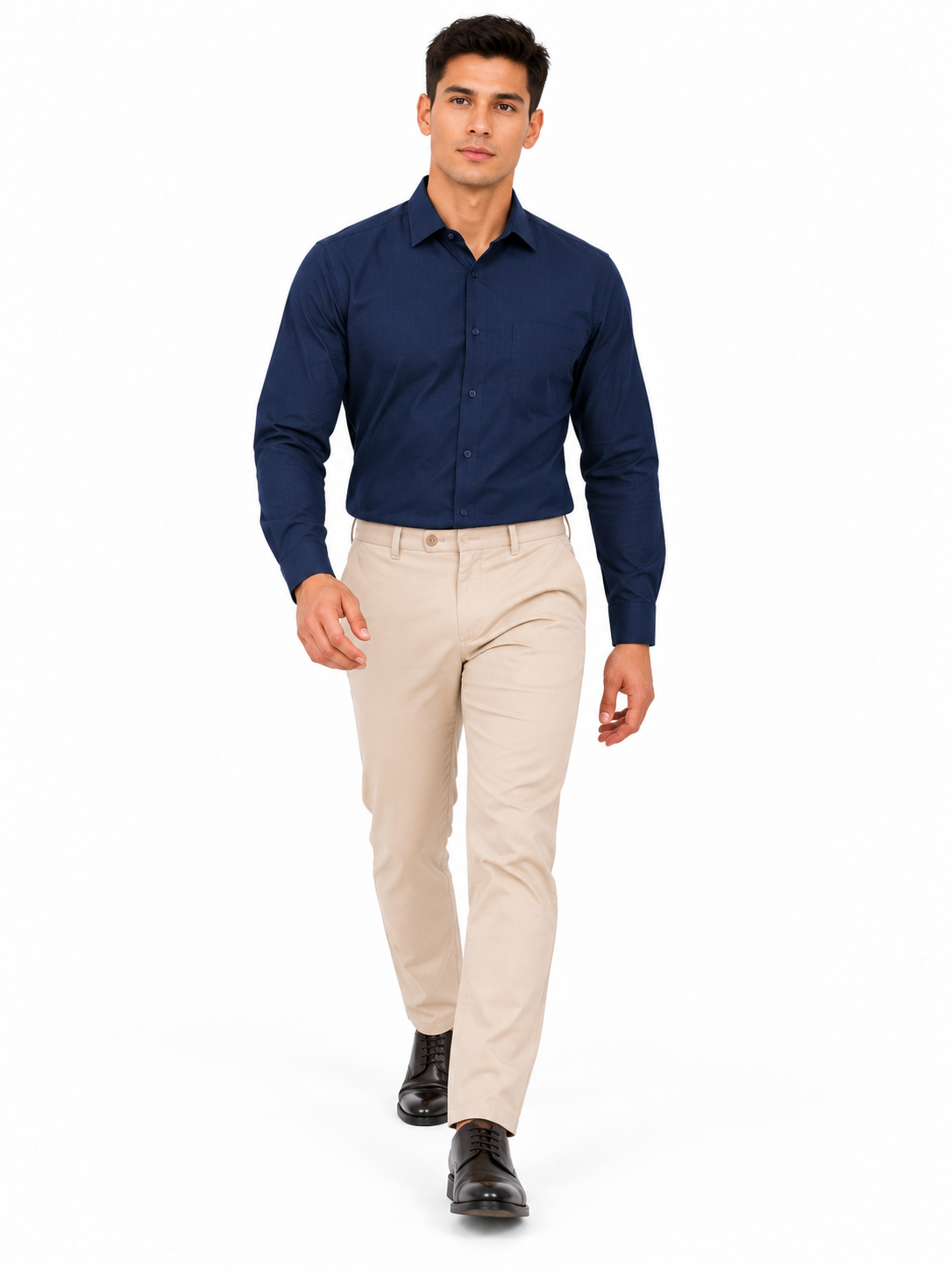 Dark Blue Plain Formal Shirt for Men - Image 4