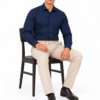 Dark Blue Plain Formal Shirt for Men - Thumbnail Image 5