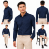 Dark Blue Plain Formal Shirt for Men - Thumbnail Image 6