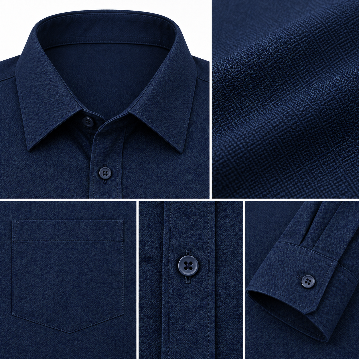 Dark Blue Plain Formal Shirt for Men - Image 7