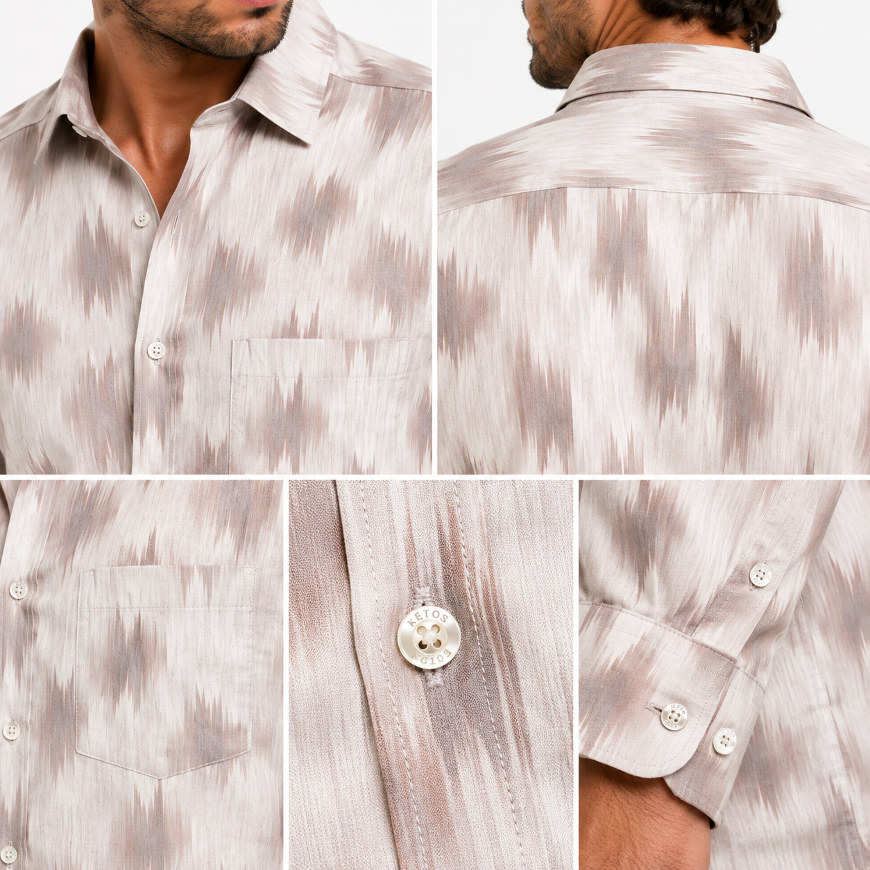 Abstract Light Brown Printed Casual Shirt for Men - Image 7
