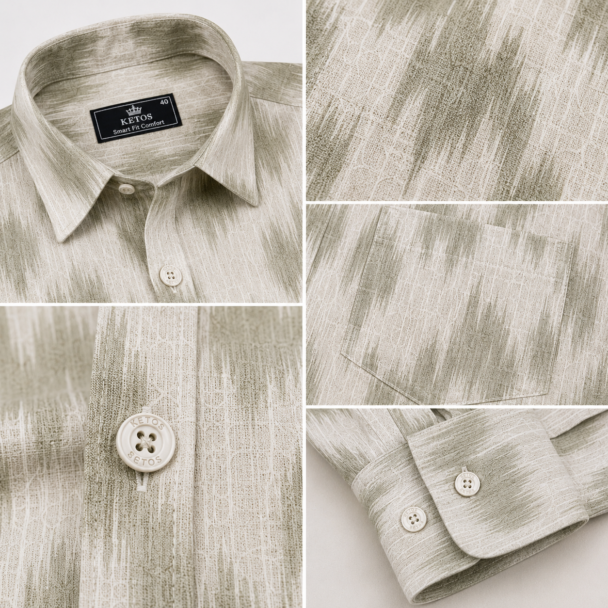 Abstract Light Green Printed Casual Shirt for Men - Image 7