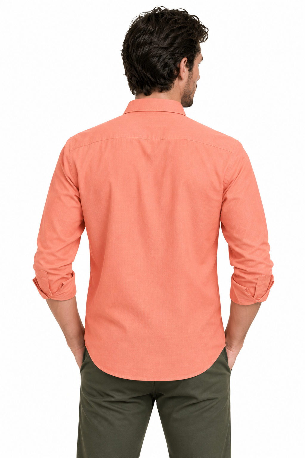 Peach Plain Formal Shirt for Men - Image 3