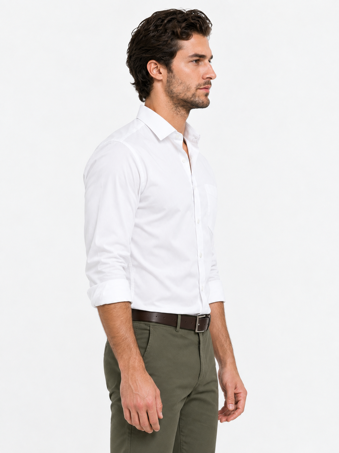 White Plain Formal Shirt for Men - Image 2