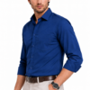 Navy Blue Plain Formal Shirt for Men - Thumbnail Image 5