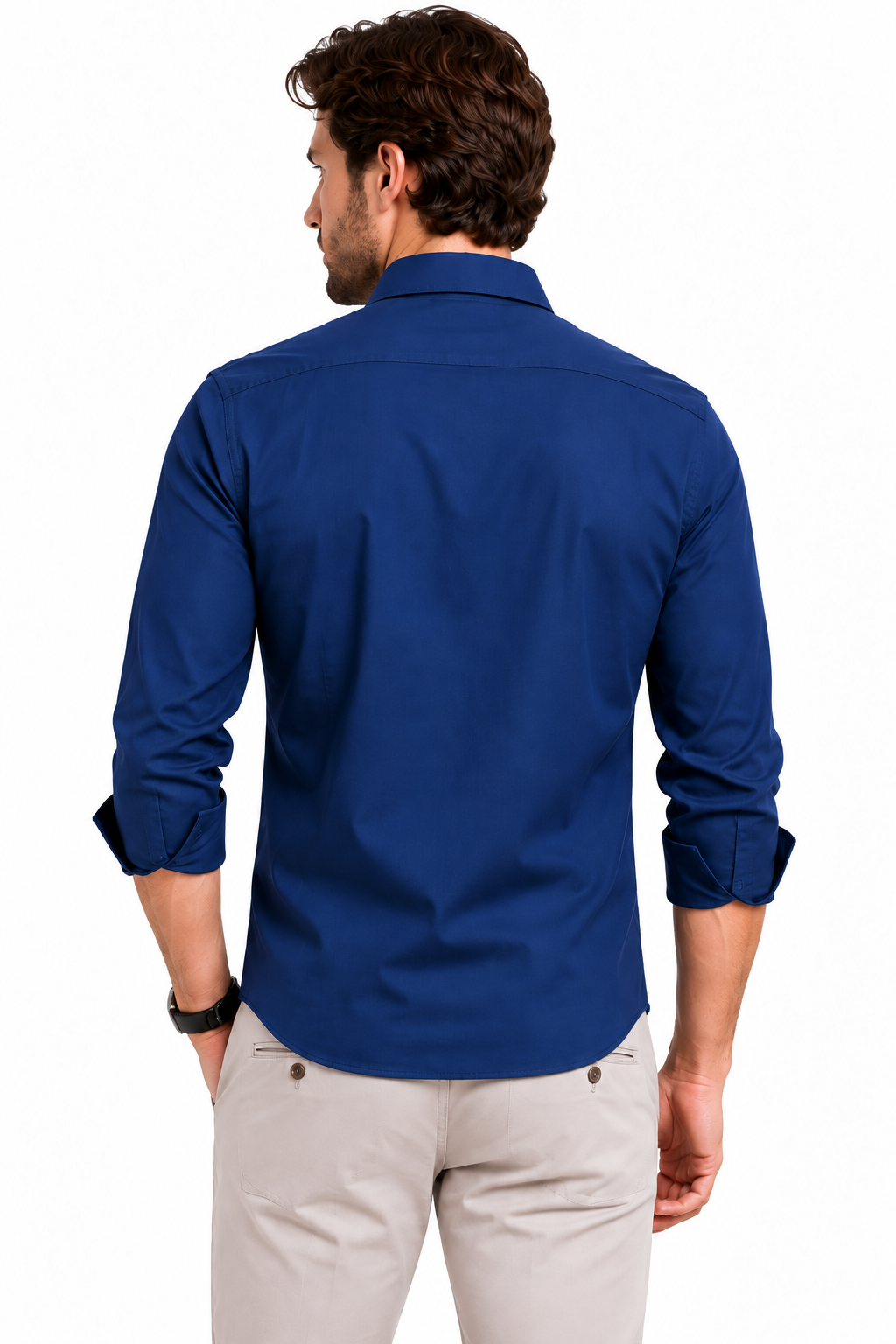 Navy Blue Plain Formal Shirt for Men - Image 3