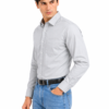 Grey Plain Formal Shirt for Men - Thumbnail Image 3