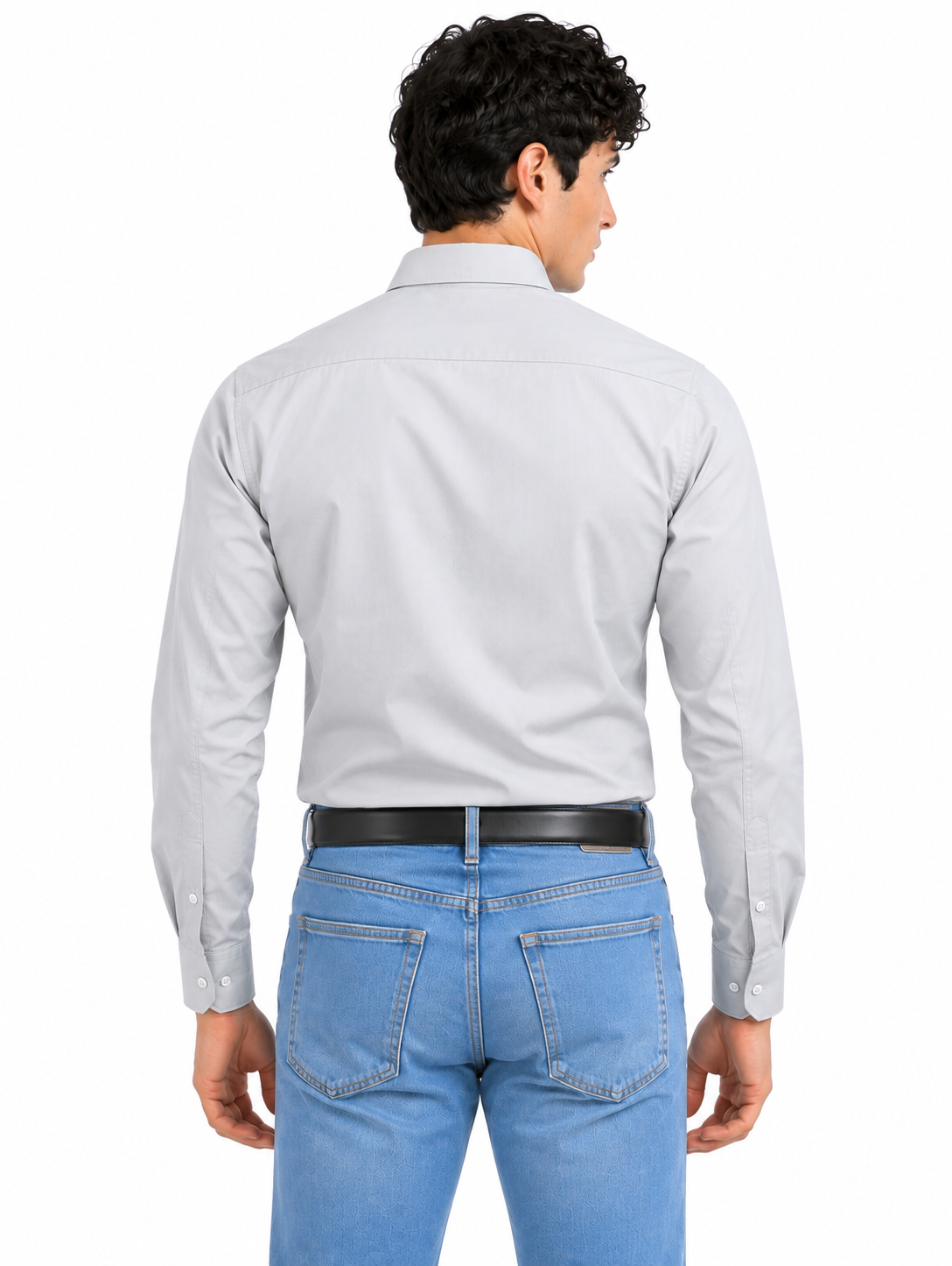 Grey Plain Formal Shirt for Men - Image 4