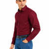 Maroon Plain Formal Shirt for Men - Thumbnail Image 2