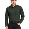 Olive Green Plain Formal Shirt for Men - Thumbnail Image 5